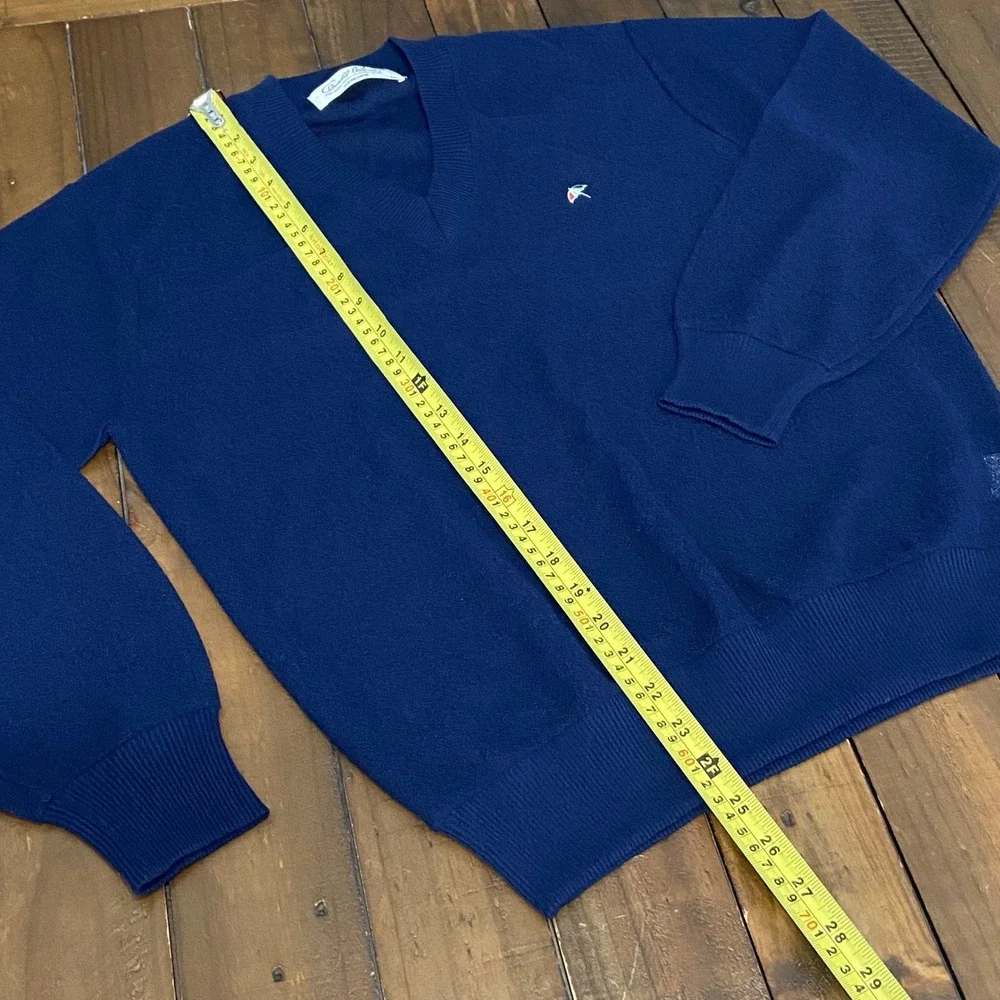 Arnold Palmer Renown Vintage V-Neck Sweater Navy Blue Umbrella Logo Mens M